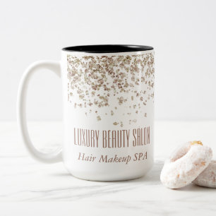 Girly Brown Gold Glittery Luxury Beauty Salon SPA Two-Tone Coffee Mug