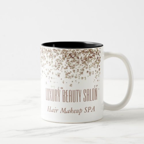 Girly Brown  Gold Glittery Luxury Beauty Salon Two_Tone Coffee Mug