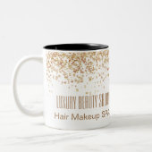 Girly Brownish Glittery Luxury Beauty Salon Two-Tone Coffee Mug (Left)