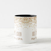 Girly Brownish Glittery Luxury Beauty Salon Two-Tone Coffee Mug (Center)