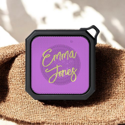 Girly Brush Calligraphy Monogram Purple Bluetooth Speaker