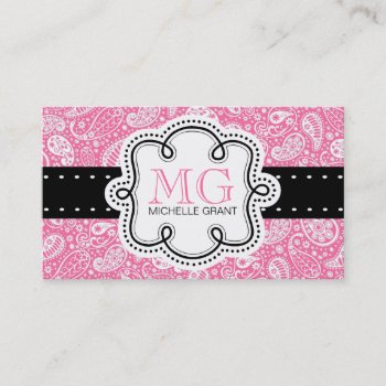 Girly Bubble Gum Pink  Paisley Calling Card by PartyHearty at Zazzle