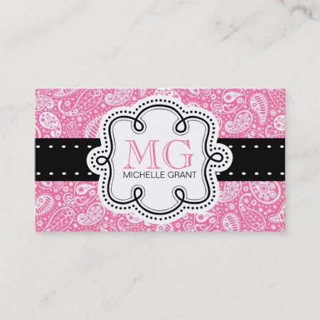 Girly Bubble Gum Pink  Paisley Calling Card