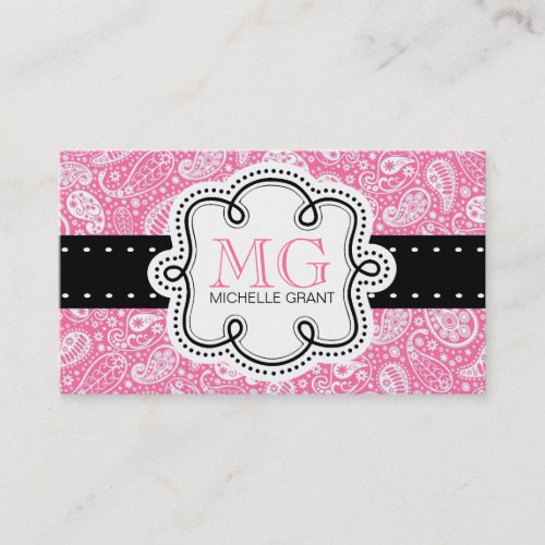 Girly Bubble Gum Pink  Paisley Calling Card Business Card