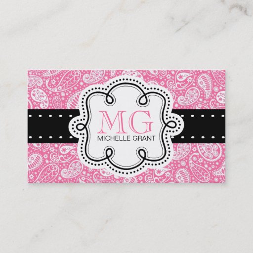 Customizable Girly Bubble Gum Pink  Paisley Calling Card Business Card