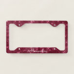 Girly Burgundy Shimmer and Sparkle Monogram License Plate Frame<br><div class="desc">Girly Burgundy Shimmer and Sparkle Monogram License Plate. This License Plate can be customized to add your name.</div>