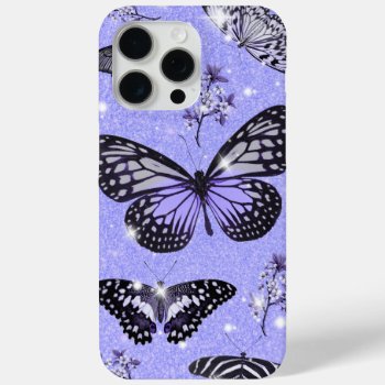 Girly Butterflies Bug Purple Glitter Sparkle Shiny Iphone 15 Pro Max Case by ReligiousStore at Zazzle