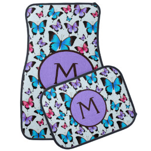 GIrly Butterflies Monogram Whimsical Chic Car Floor Mat