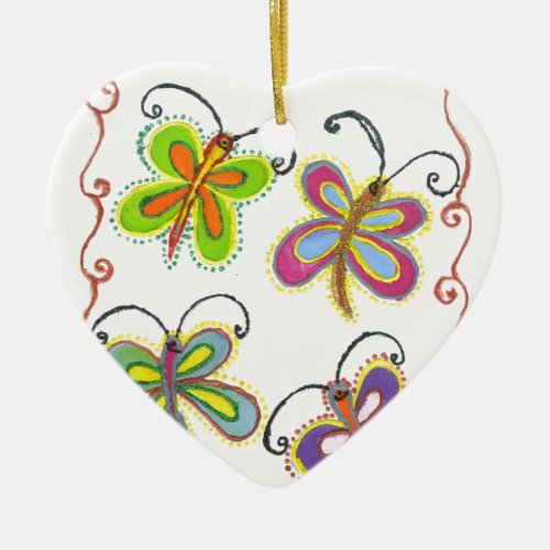 Girly Butterfly Ceramic Ornament