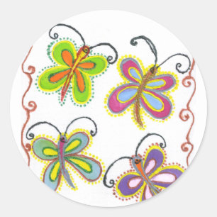 Girly Butterfly Classic Round Sticker