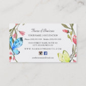 Girly Butterfly Floral and Stripes Event Planner Business Card (Back)