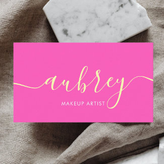 Girly Calligraphy Minimalist Pink Yellow