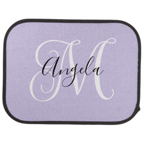 Girly Calligraphy Monogram Pale Lavender Car Floor Mat