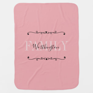 Girly Calligraphy words Name pink blush red Baby Blanket