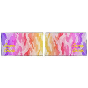 Girly Camouflage Pastels Monogram in Yellow   Pillow Case