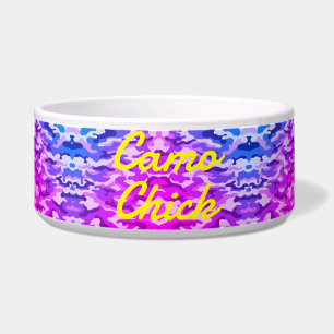 Girly Camouflage Pinks/Blues Monogram in Yellow   Bowl