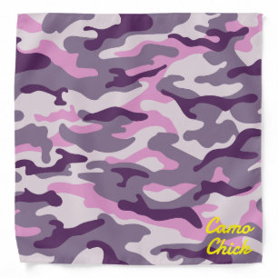 Girly Camouflage Pinks Monogram in Yellow Bandana