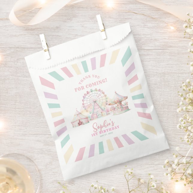 Girly Carnival Circus Kids Birthday Thank You Favor Bag (Clipped)