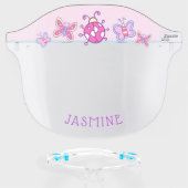 Girly Cartoon Pink Ladybug Butterflies Face Shield (Front w/Glasses)