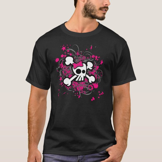 Girly Cartoon Skull T-Shirt (Front)