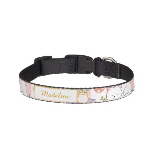 Girly Cat & Books Pink Pet Collar