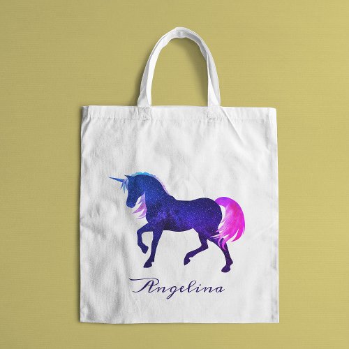  Girly Celestial Blue Pink  Purple Custom Unicorn Tote Bag