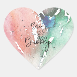 Girly Champagne Lovers Bring on the Bubbly Heart Sticker