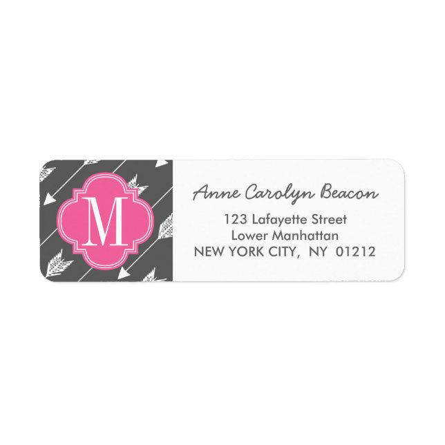 Girly Charcoal & Pink Arrows Custom Label (Front)