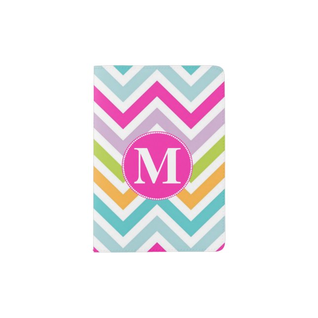 Girly Chevron Monogram Passport Holder (Front)