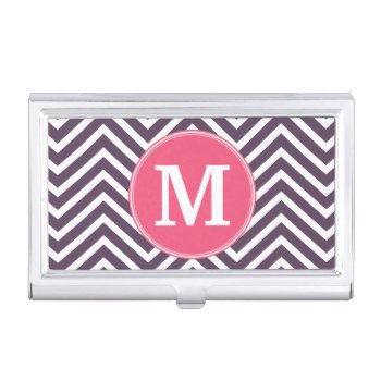 Girly Chevron Pattern With Monogram - Pink Purple Case For Business Cards by GotchaShop at Zazzle