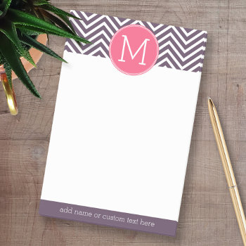 Girly Chevron Pattern With Monogram - Pink Purple Post-it Notes by GotchaShop at Zazzle