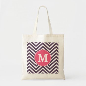 Girly Chevron Pattern With Monogram - Pink Purple Tote Bag by GotchaShop at Zazzle