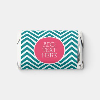 Girly Chevron Pattern With Monogram - Pink Teal Hershey's Miniatures by GotchaShop at Zazzle