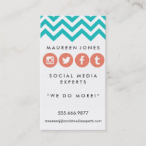 Girly Chevron Teal and Peach Social Media Card