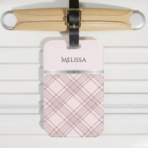 Girly Chic and Soft Pink Plaid Travel Gear Luggage Tag