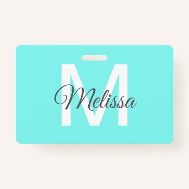girly chic beach abstract turquoise aqua blue badge (Front)