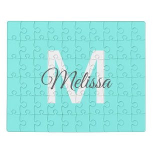 girly chic beach abstract turquoise aqua blue jigsaw puzzle