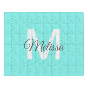 girly chic beach abstract turquoise aqua blue jigsaw puzzle