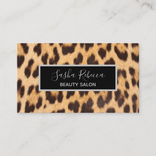 girly chic beauty hair salon SPA leopard print Business Card