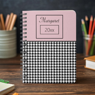 Girly Chic Classic Houndstooth & Pink Notebook