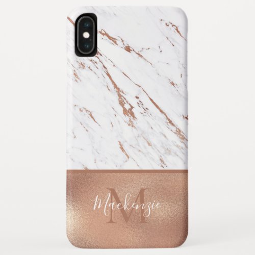 Girly Chic Copper Foil Marble iPhone XS Max Case