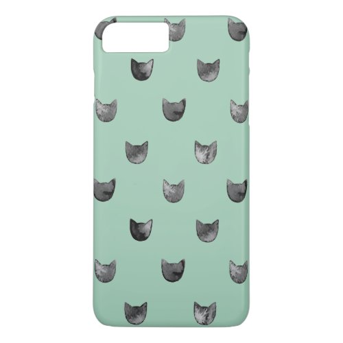 Girly Chic Cute Cat Pattern Green iPhone 8 Plus7 Plus Case