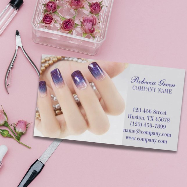 girly chic elegant manicure nails nail salon business card (girly chic elegant manicure nails nail salon business card)