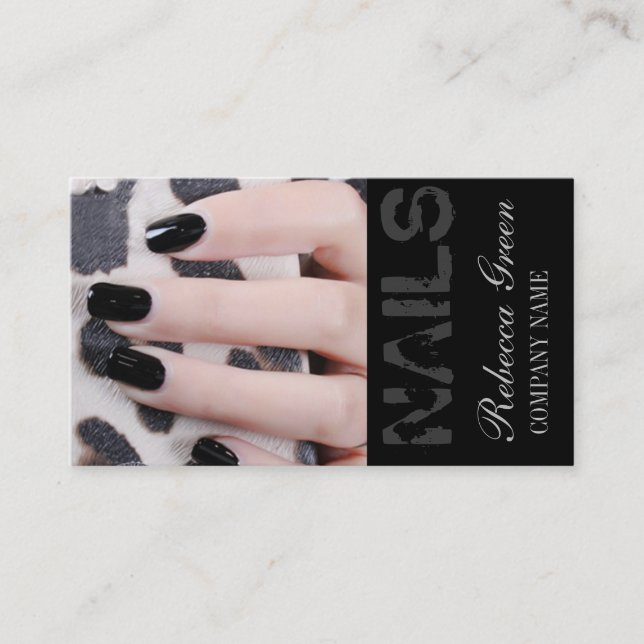 girly chic elegant manicure nails nail salon business card (Front)