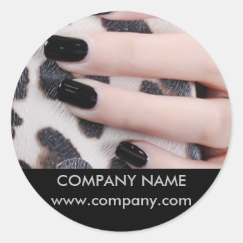Girly Chic Elegant Manicure Nails Nail Salon Classic Round Sticker by businesscardsdepot at Zazzle