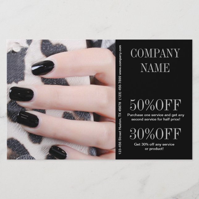 girly chic elegant manicure nails nail salon flyer (Front)