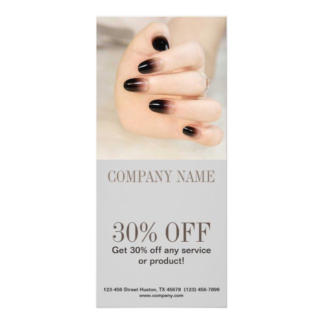 girly chic elegant manicure nails nail salon rack card (Front)