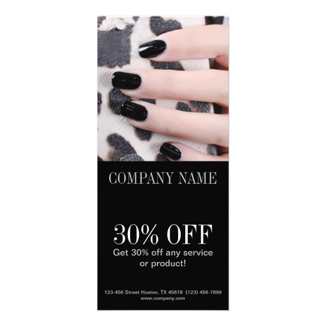 girly chic elegant manicure nails nail salon rack card (Front)