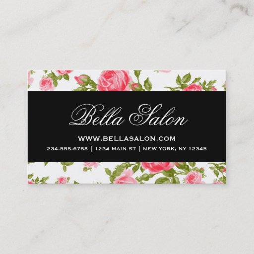 Customizable Girly Chic Elegant Vintage Floral Roses Business Card