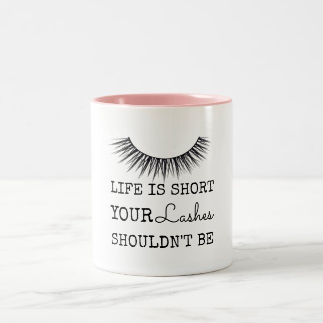 Girly Chic Eyelashes Design Two-Tone Coffee Mug (Center)